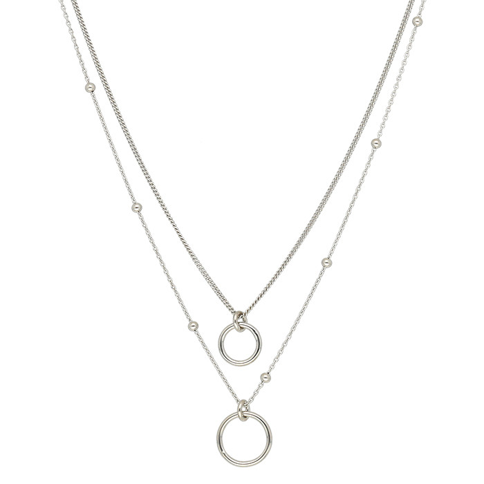 GARGANTILLA EN PLATA DOBLE CADENA DOBLE ARO