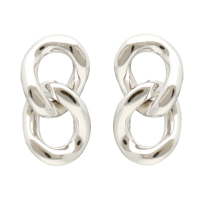 PENDIENTES EN PLATA DOBLE ARO TIPO CADENA