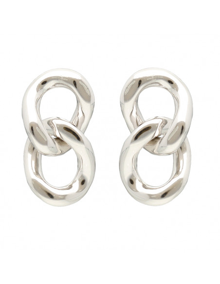 PENDIENTES EN PLATA DOBLE ARO TIPO CADENA