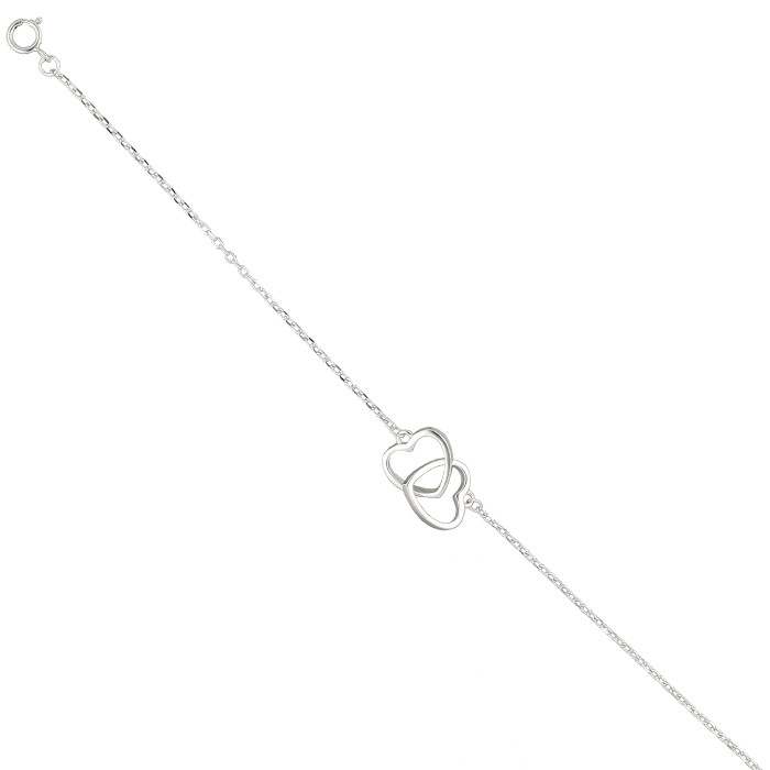 PULSERA EN PLATA FORSA DOBLE CORAZÓN ENLAZADO