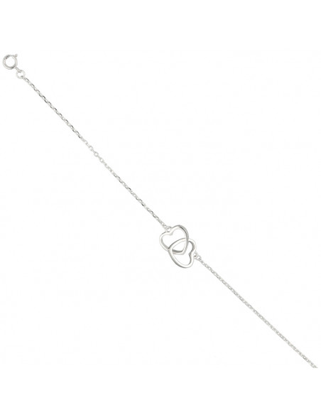 PULSERA EN PLATA FORSA DOBLE CORAZÓN ENLAZADO