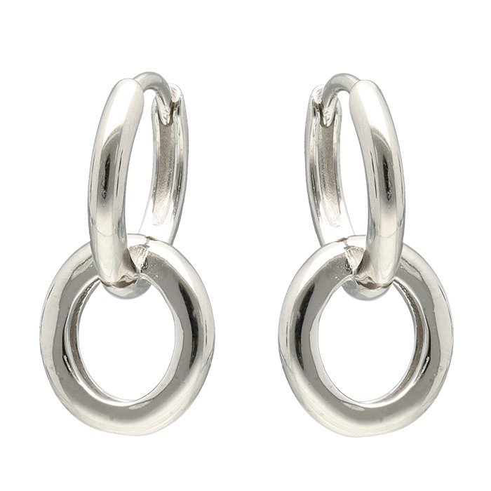 PENDIENTES EN PLATA DOS AROS CALADOS ENTRELAZADOS