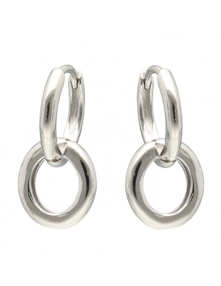 PENDIENTES EN PLATA DOS AROS CALADOS ENTRELAZADOS