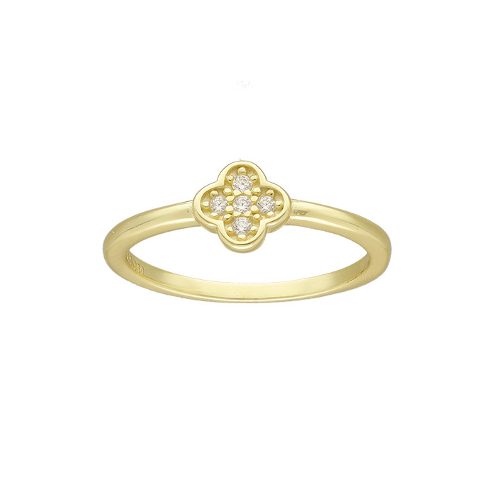 ANILLO EN PLATA DORADA TRÉBOL CUAJO