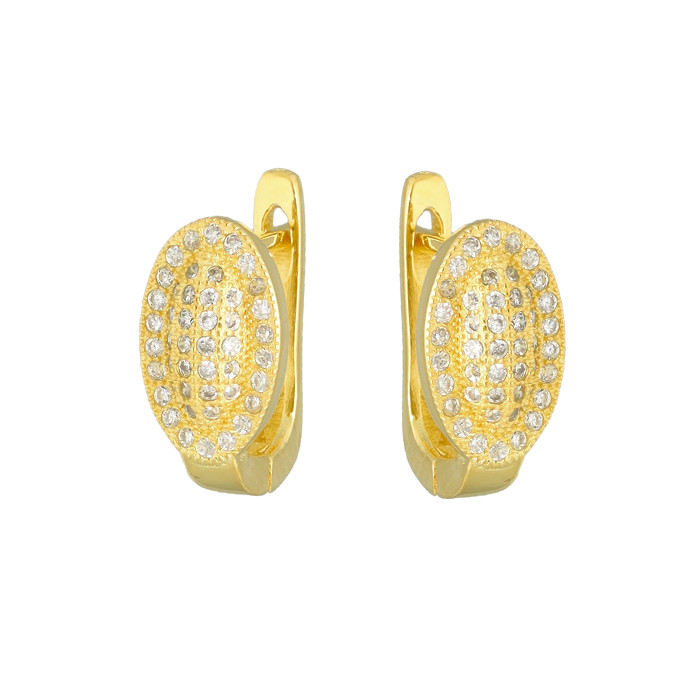 PENDIENTES EN PLATA DORADA ÓVALO CIRCONITAS CUAJO