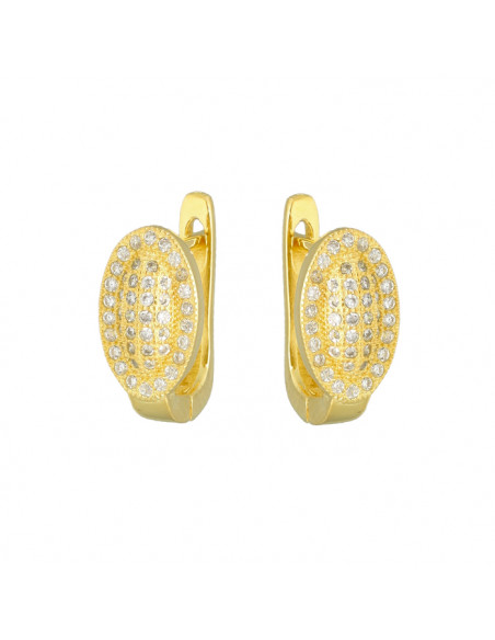 PENDIENTES EN PLATA DORADA ÓVALO CIRCONITAS CUAJO