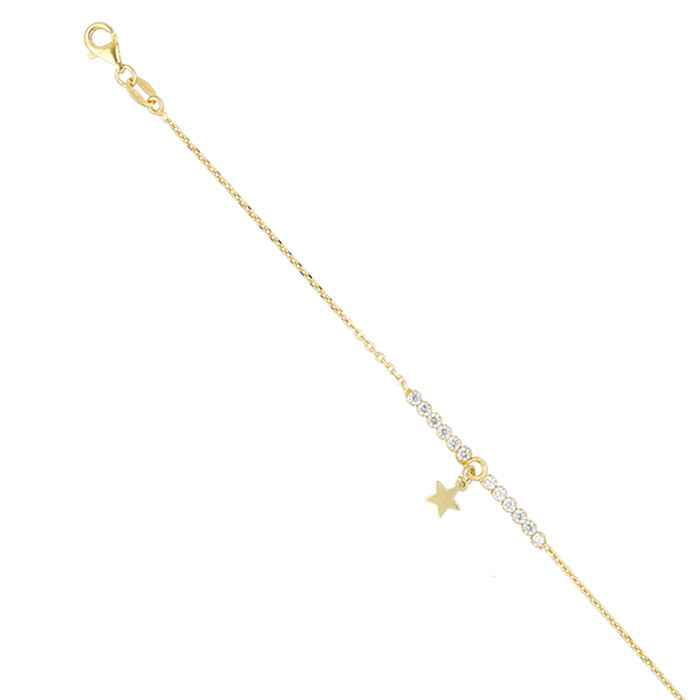 PULSERA EN PLATA DORADA CIRCONITAS ESTRELLA