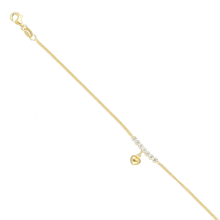 PULSERA EN PLATA DORADA CIRCONITAS CENTRO CORAZÓN