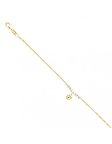 PULSERA EN PLATA DORADA CIRCONITAS CENTRO CORAZÓN