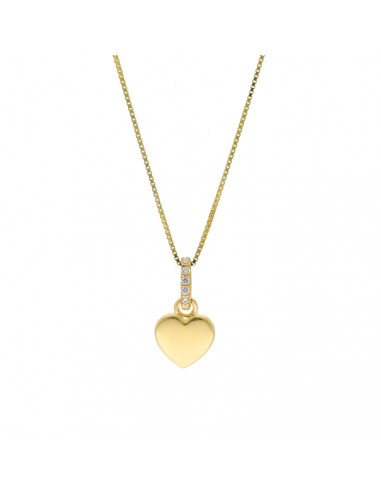 GARGANTILLA EN PLATA DORADA CORAZON LISO ASA CIRCONITAS