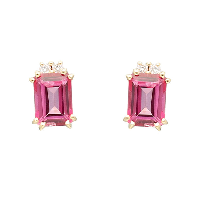 PENDIENTES EN ORO CON DIAMANTES Y TOPACIO