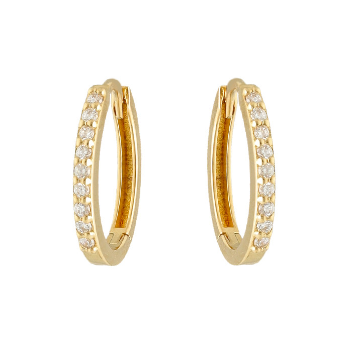 PENDIENTES EN ORO CON FORMA ARO Y DIAMANTES