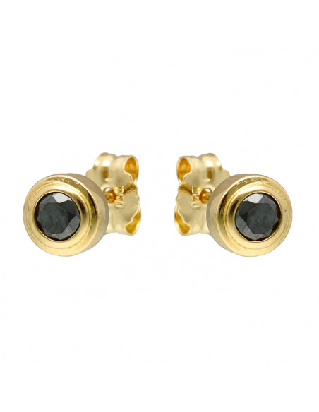 PENDIENTES EN ORO CON DIAMANTES NEGROS