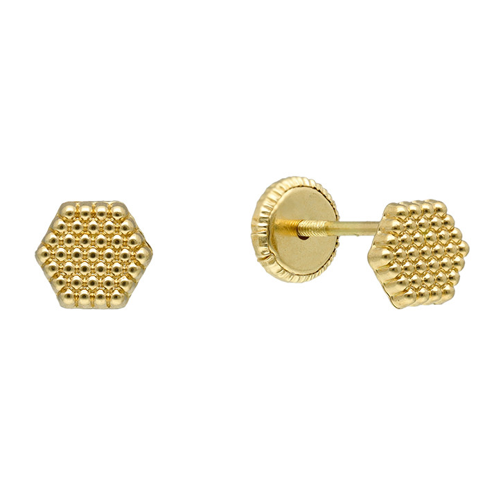 PENDIENTES EN ORO FORMA HEXAGONO