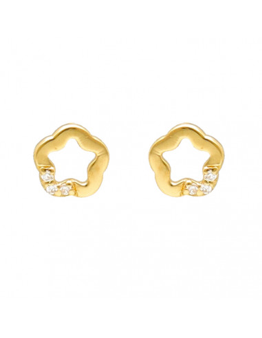 PENDIENTES EN ORO CON DIAMANTES FORMA DE FLOR CALADA
