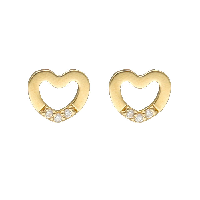 PENDIENTES EN ORO CON FORMA DE CORAZON Y DIAMANTES