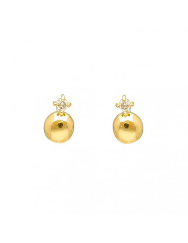 PENDIENTES EN ORO CON DIAMANTES BOLA INFERIOR