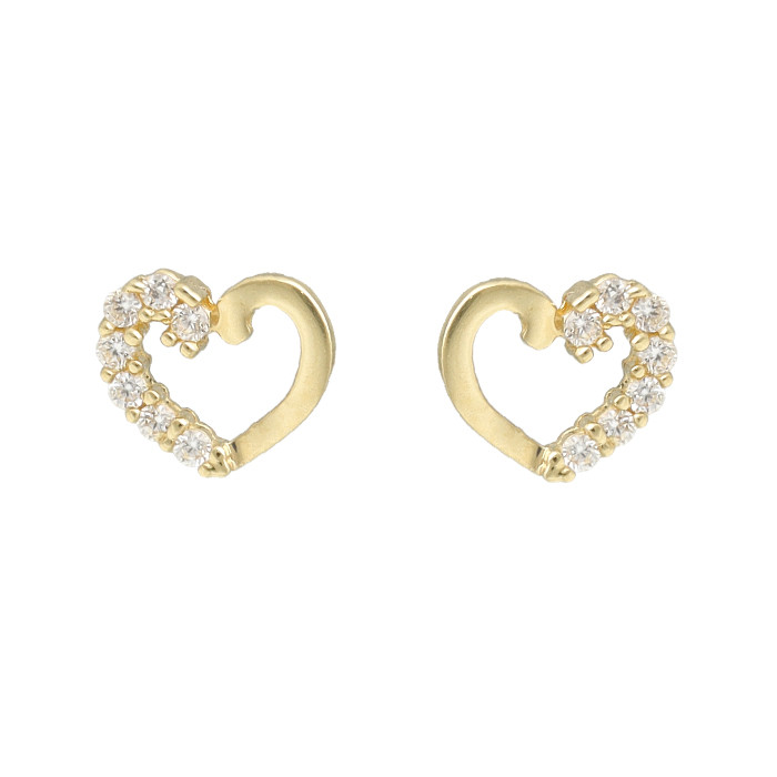 PENDIENTES ORO CIRCONITAS CORAZÓN CALADO