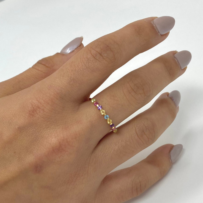ANILLO EN ORO CON CIRCONITAS ENGASTADAS DE COLORES 2