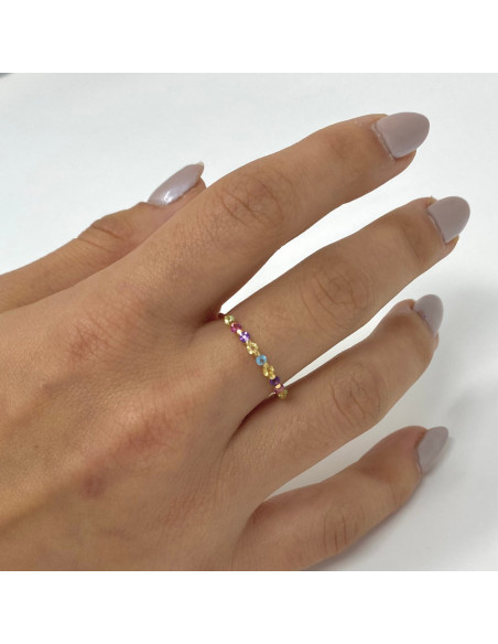 ANILLO EN ORO CON CIRCONITAS ENGASTADAS DE COLORES