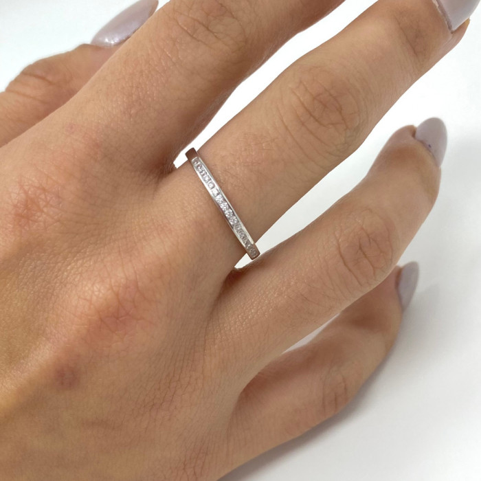 ANILLO EN ORO BLANCO CON CIRCONITAS EN CARRIL 2