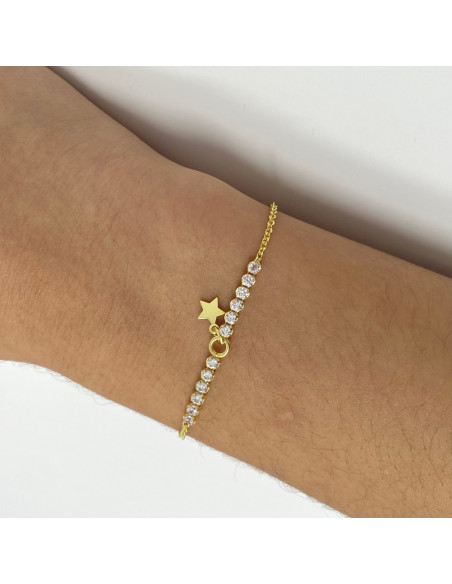 PULSERA EN PLATA DORADA CIRCONITAS ESTRELLA