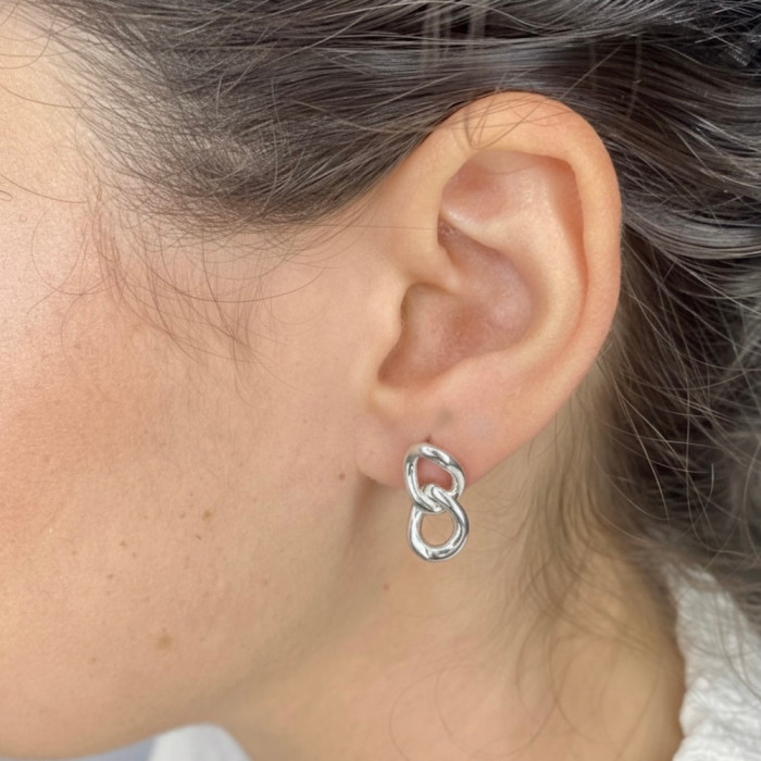 PENDIENTES EN PLATA DOBLE ARO TIPO CADENA 2