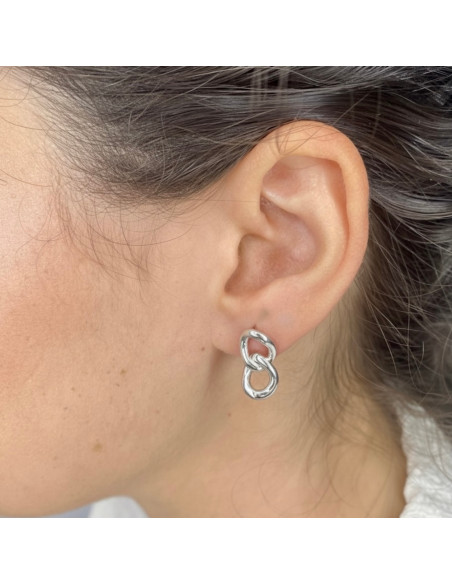 PENDIENTES EN PLATA DOBLE ARO TIPO CADENA