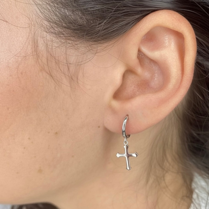 PENDIENTES EN PLATA CRIOLLA CRUZ 2