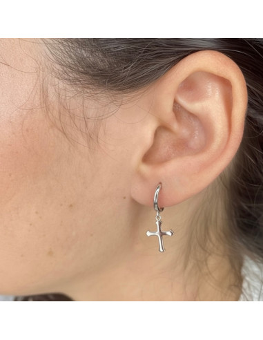 PENDIENTES EN PLATA CRIOLLA CRUZ