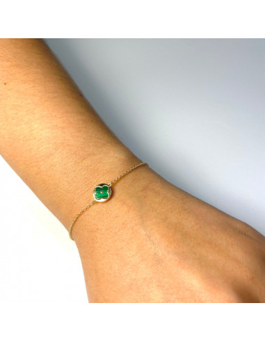 PULSERA EN PLATA DORADA CON UN TREBOL CENTRAL