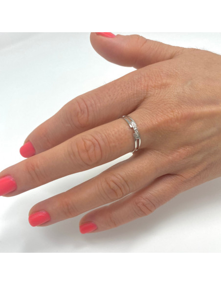 ANILLO ORO Y DIAMANTES DOS BANDAS