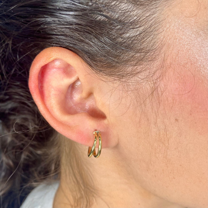 PENDIENTES EN ORO MEDIO ARO DOBLE 2