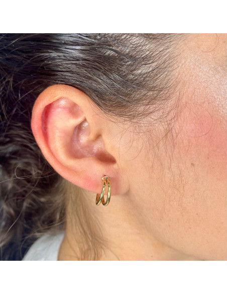 PENDIENTES EN ORO MEDIO ARO DOBLE
