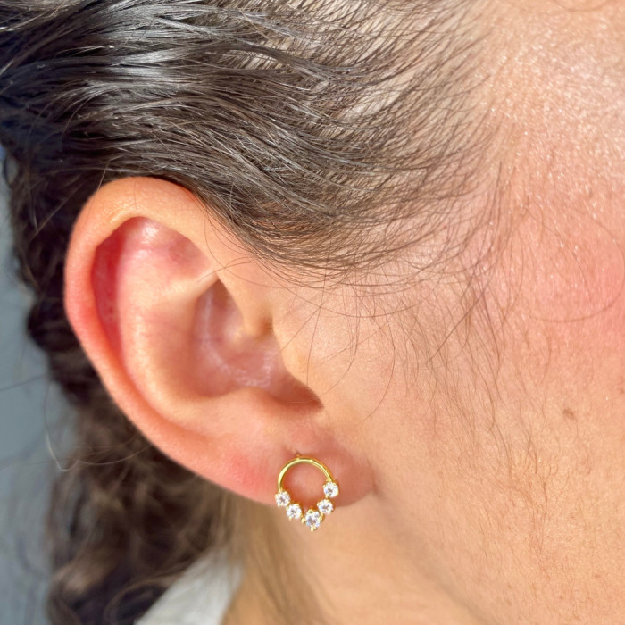 PENDIENTES ORO REDONDOS CON CIRCONITAS PICO 2