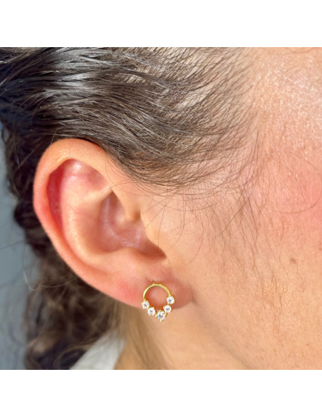 PENDIENTES ORO REDONDOS CON CIRCONITAS PICO