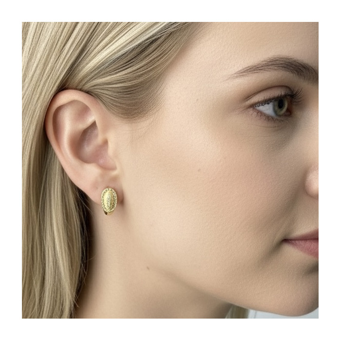 PENDIENTES EN PLATA DORADA ÓVALO CIRCONITAS CUAJO 2