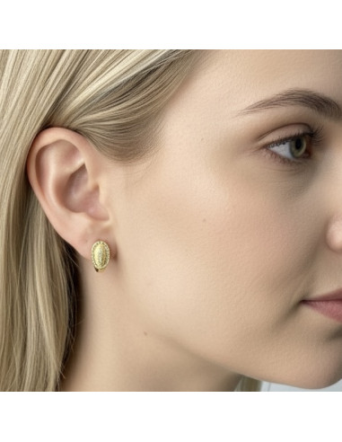 PENDIENTES EN PLATA DORADA ÓVALO CIRCONITAS CUAJO