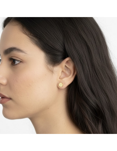 PENDIENTES EN PLATA DORADA CÍRCULO CUAJO CIRCONITAS