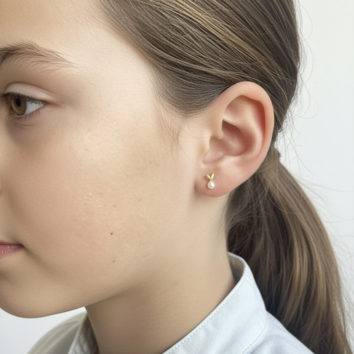 PENDIENTES EN ORO FON PERLAS Y FORMA DE CORAZON 2