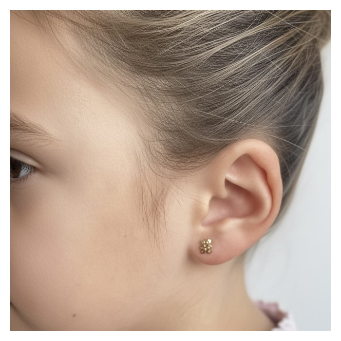 PENDIENTES EN ORO CIRCONITAS COLORES FORMA OSO 2