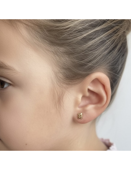 PENDIENTES EN ORO CIRCONITAS COLORES FORMA OSO