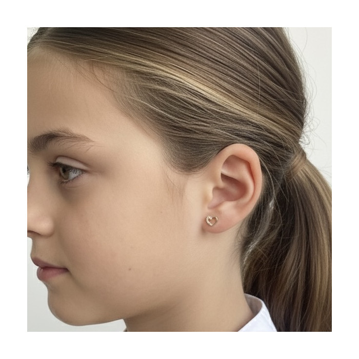 PENDIENTES ORO CIRCONITAS CORAZÓN CALADO 2