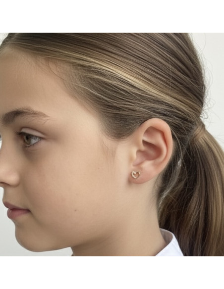 PENDIENTES ORO CIRCONITAS CORAZÓN CALADO