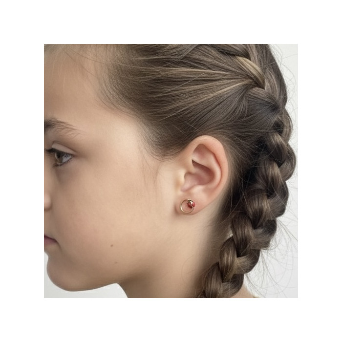 PENDIENTES EN ORO CON ARO Y MARIQUITA CON ESMALTE 2