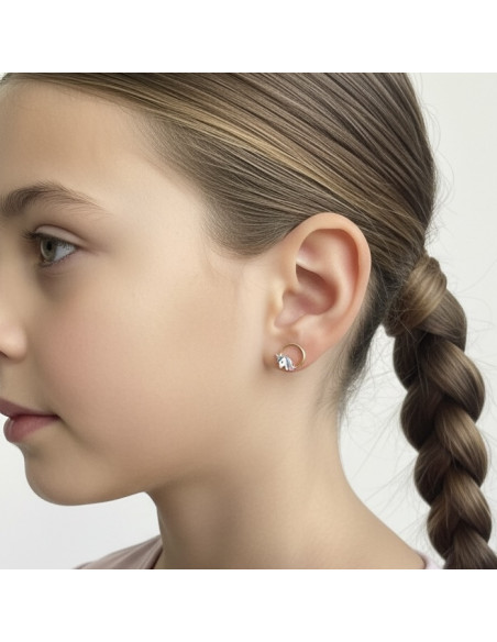 PENDIENTES EN ORO FORMA ARO Y UNICORNIO CON ESMALTE