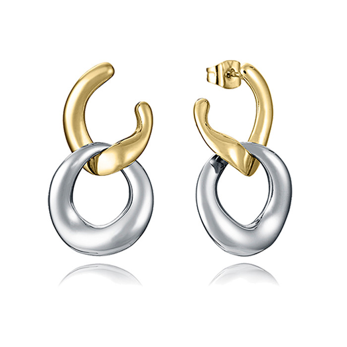PENDIENTES   EN ACERO PLATEADO Y DORADO DE VICEROY CON DISEÑO ESLABÓN CADENA 15195EO1012