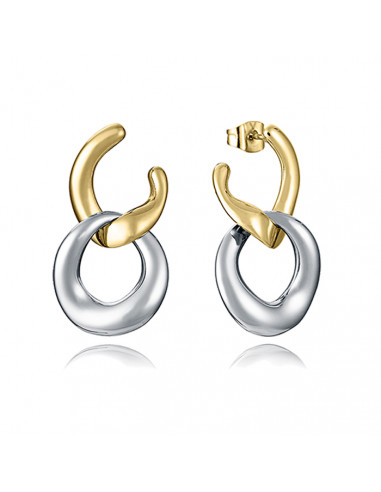 PENDIENTES   EN ACERO PLATEADO Y DORADO DE VICEROY CON DISEÑO ESLABÓN CADENA 15195EO1012