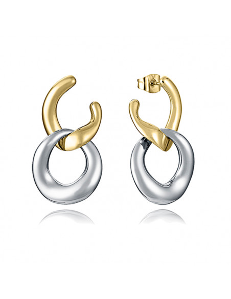 PENDIENTES   EN ACERO PLATEADO Y DORADO DE VICEROY CON DISEÑO ESLABÓN CADENA 15195EO1012