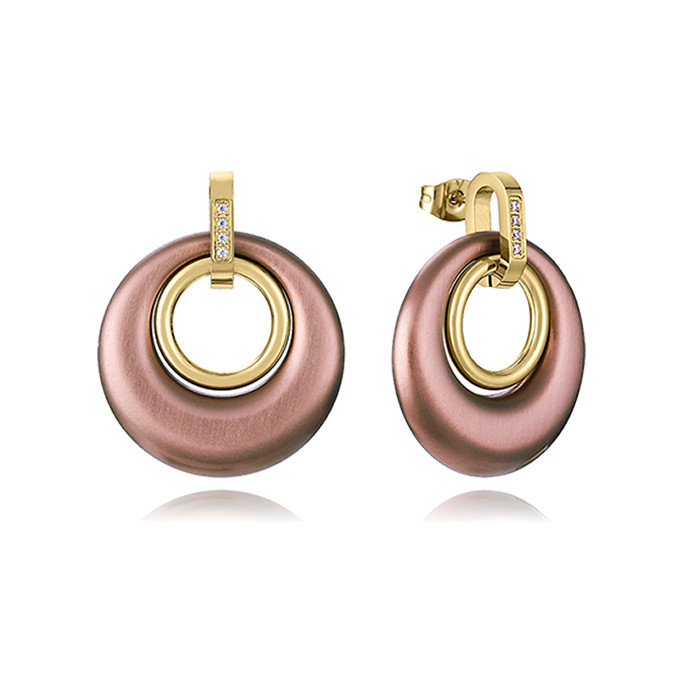 PENDIENTES DE ACERO IP DE VICEROY EN MARRÓN Y DORADO 15198EO1012
